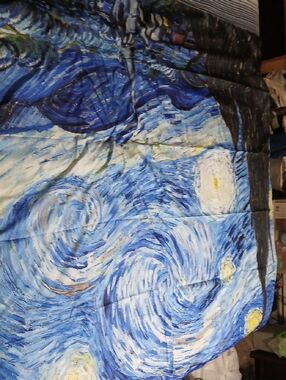 Blue Swirl Nightscape Art Poster - Classic Starry Design